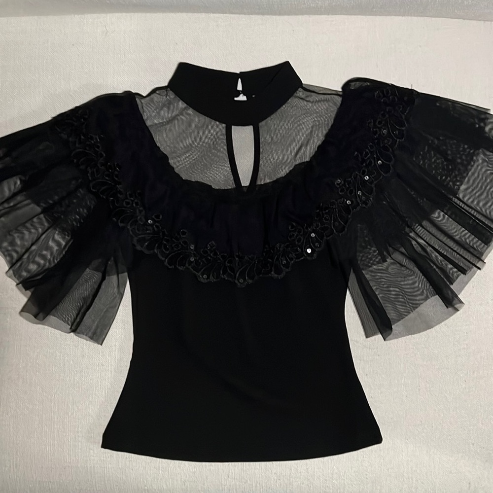 Valentine Apparel Flamenco Sequins Black Top